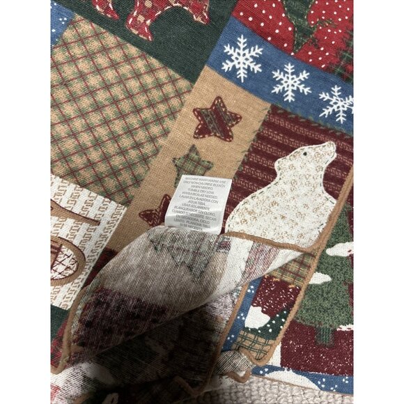 Vintage JC Penney Table Cloth & Napkins Folk Country Winter Polar Bear Patchwork - Picture 9 of 9